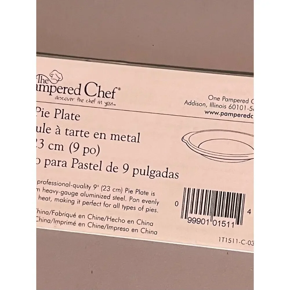 NEW Pampered Chef 9 Inch Professional Quality Pie Pan - Aluminized Steel